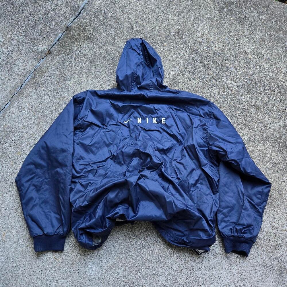 Vtg 90s NIKE Embroidered Swoosh Logo Baggy Dual Layer Hooded Zip Up Jacket XXL